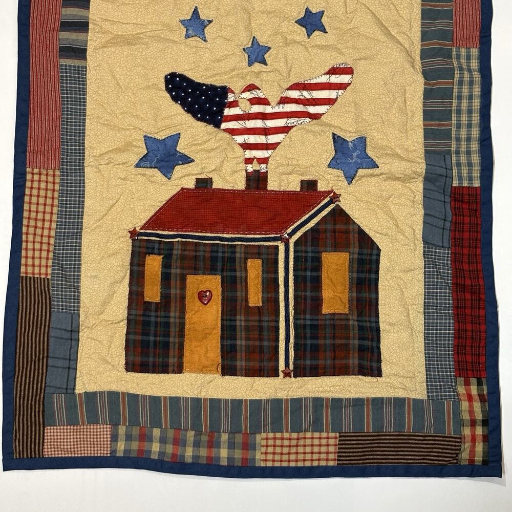 Primitive America Flag Banner USA Quilted Fabric Independence Day Liberty Retro - Picture 7 of 10